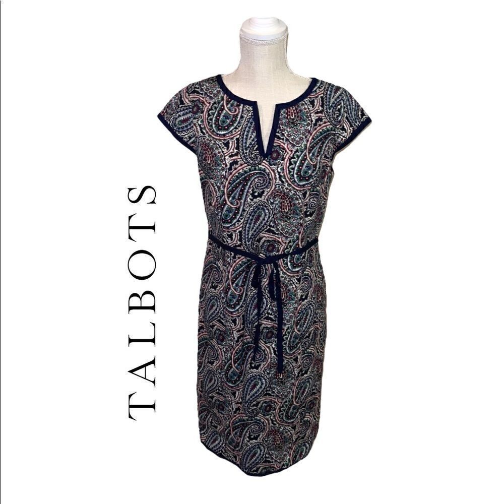 Talbots Black Label Multi-Color Paisley Print Sheath Dress